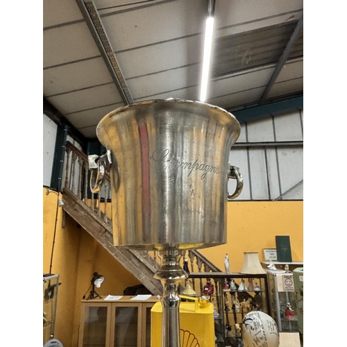 67 - A CHROME CHAMPAGNE BUCKET ON A STAND