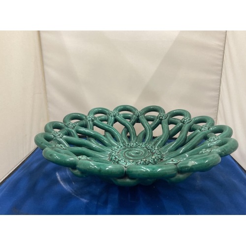 80 - A VINTAGE VALLAURIS CERAMIC BRAIDED FRUIT BASKET