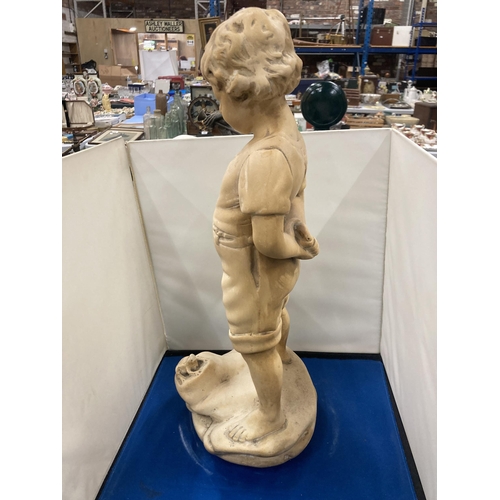 84 - A TALL GUSTAVBERG PARIAN STYLE FIGURINE - BOY AND THE FROG