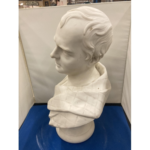 86 - A LARGE CERAMIC BUST OF SIR WALTER SCOTT IN CLASSICAL ROBES