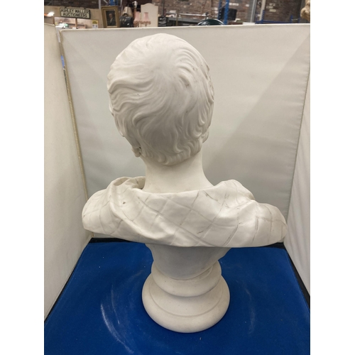 86 - A LARGE CERAMIC BUST OF SIR WALTER SCOTT IN CLASSICAL ROBES