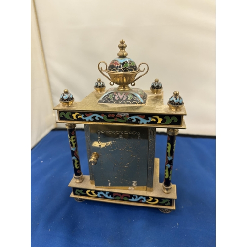 95 - A DECORATIVE CLOISONNE MANTEL CLOCK