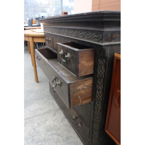 2807 - A 19TH CENTURY MAHOGANY CHEST ON CHEST TOP SECTION ENCLOSING SIX DRAWERS, 44