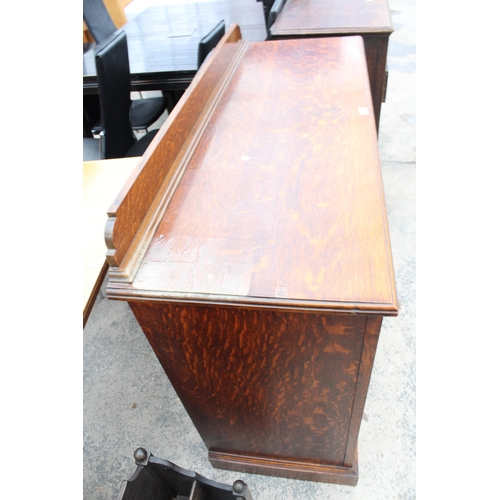 2813 - A LATE VICTORIAN OAK SIDEBOARD WITH RAISED BACK, 54