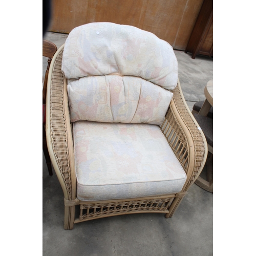 2973 - A WICKER AND BAMBOO CONSERVATORY CHAIR