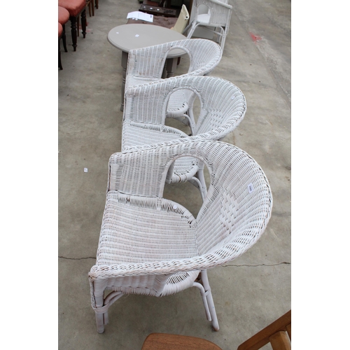 2980 - THREE WICKER CONSERVATORY CHAIRS AND A COMMODE CHAIR