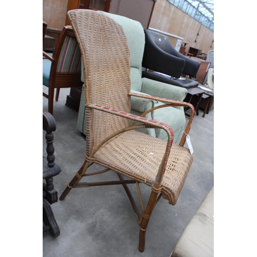 2987 - A RATTAN HIGH BACK ARMCHAIR