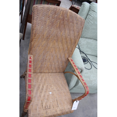 2987 - A RATTAN HIGH BACK ARMCHAIR