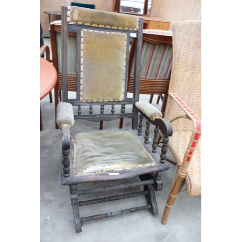 2988 - A LATE VICTORIAN AMERICAN STYLE ROCKING CHAIR