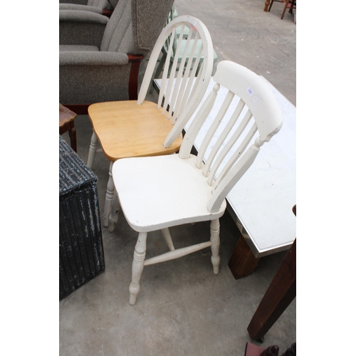 2994 - TWO CHAIRS, LINEN BASKET, T.V. STAND AND A SMALL TABLE