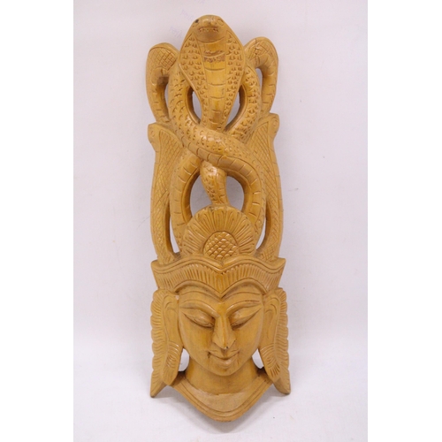 148 - A HAND CARVED WOODEN SNAKE MASK