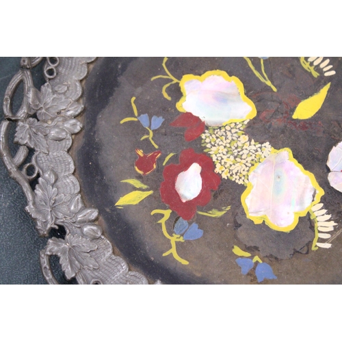 151 - TWO VINTAGE TRAYS WITH MOTHER OF PEARL INLAY