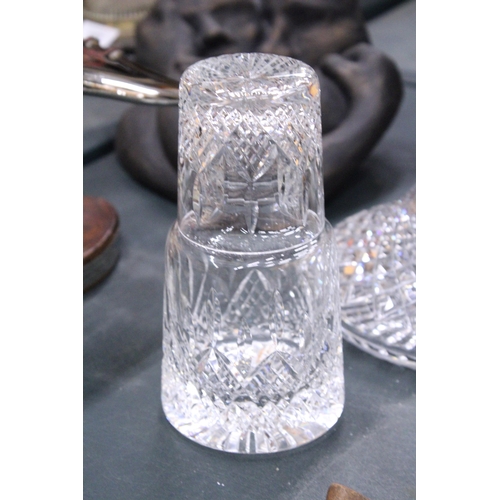 158 - A CRYSTAL SHIPS DECANTER AND STOPPER TOGETHER WITH  A CRYSTAL WATER CARAFE SET