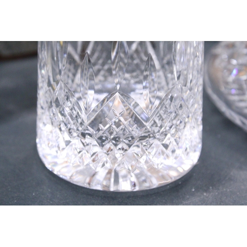 158 - A CRYSTAL SHIPS DECANTER AND STOPPER TOGETHER WITH  A CRYSTAL WATER CARAFE SET