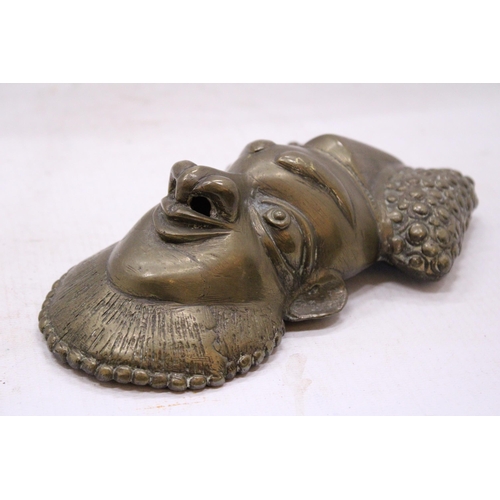 178 - A LARGE HEAVY BRASS ETHNIC GOD HEAD