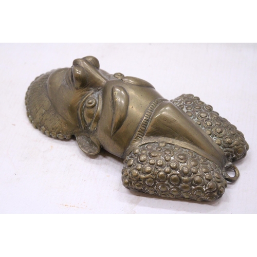 178 - A LARGE HEAVY BRASS ETHNIC GOD HEAD