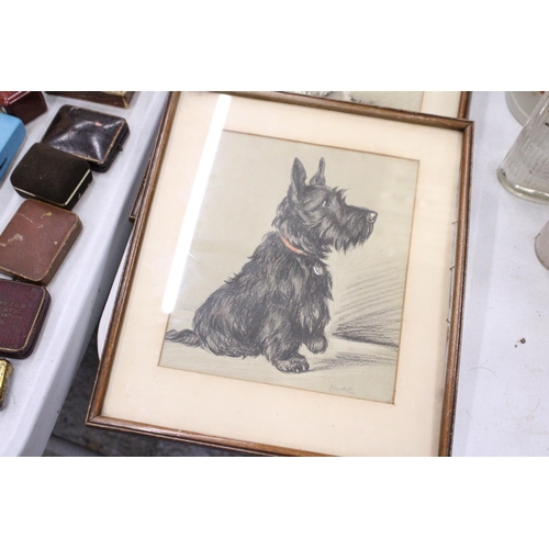 200 - THREE FRAMED PRINTS BY MAC TO INCLUDE TWO OF DOGS AND ONE OF A LADY