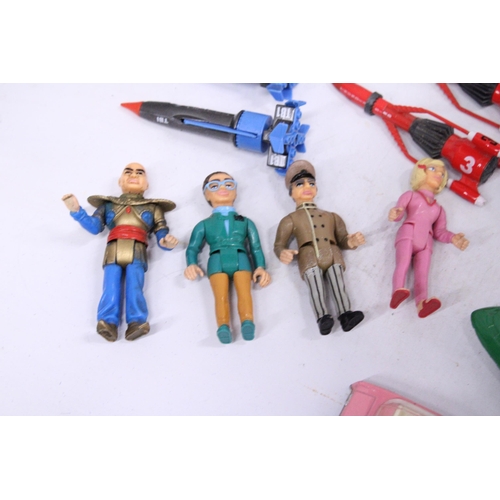 351 - A COLECTION OF THUNDERBIRDS MODELS TO INCLUDE A MATCHBOX THUNDERBIRDS 2 MODEL, SEVEN ROCKETS, SEVEN ... 