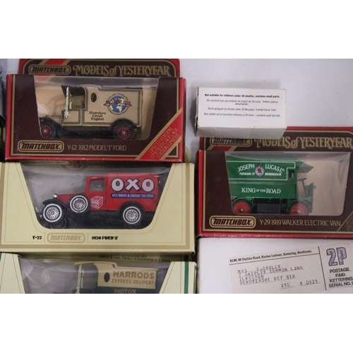 356 - SEVENTEEN BOXED DIE-CAST VINTAGE STYLE CARS AND VANS - MATCHBOX, YESTERYEAR, LLEDO, ETC