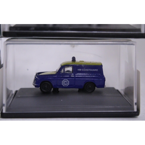 374 - FIVE BOXED OXFORD DIE-CAST ANGLIA VANS