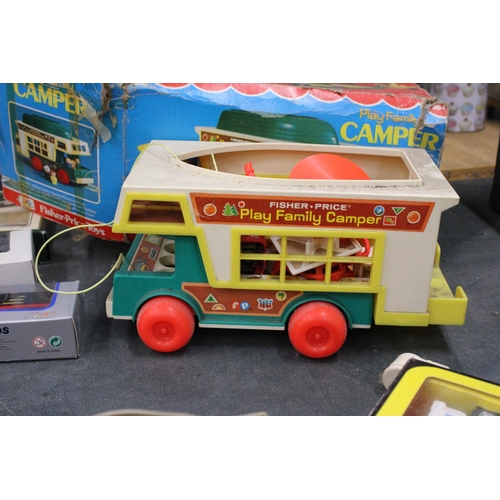 590A - FIVE BOXED VEHICLES TO INCLUDE A CORGI MILK MARKETING BOARD FORD TRANSIT - ALL BOXED PLUS A FISHER P... 