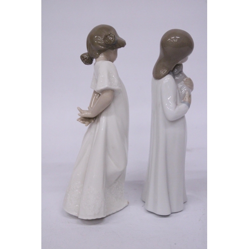 839 - TWO NAO FIGURINES - GIRL WITH A PUPPY AND SO SHY