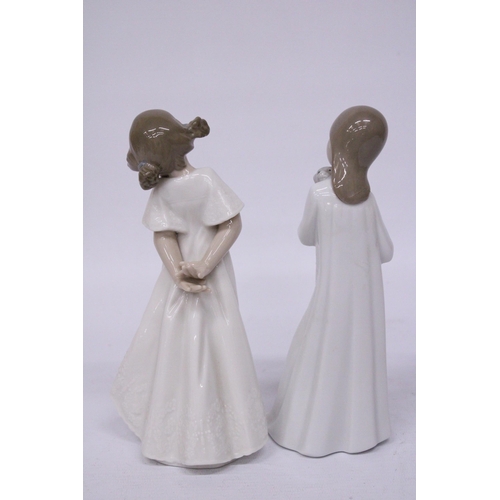 839 - TWO NAO FIGURINES - GIRL WITH A PUPPY AND SO SHY