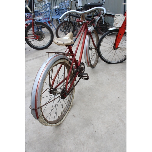 1511 - A CHILD'S VINTAGE TRICYCLE WITH FRONT BASKET AND A CHILD'S VINTAGE BICYCLE