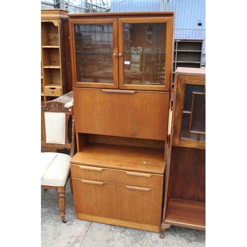 2816 - A RETRO TEAK BUREAU BOOKCASE, 30.5