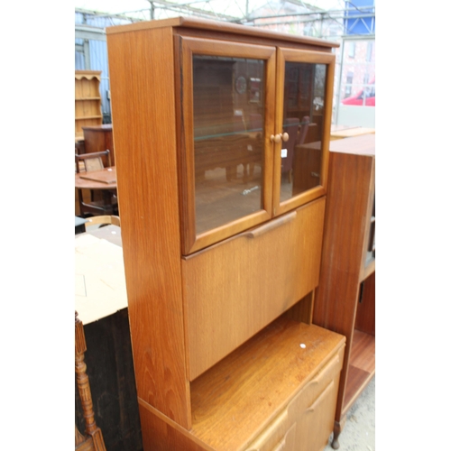 2816 - A RETRO TEAK BUREAU BOOKCASE, 30.5