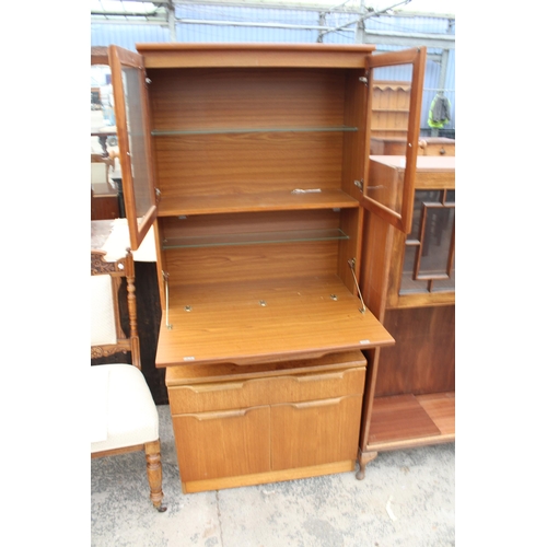 2816 - A RETRO TEAK BUREAU BOOKCASE, 30.5