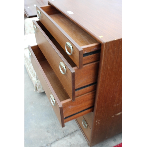 2819 - A RETRO TEAK MEREDEW CHEST OF FIVE DRAWERS, 27