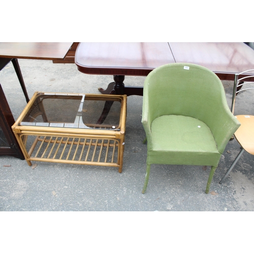 2942 - A LLOYD LOOM STYLE CHAIR AND COFFEE TABLE