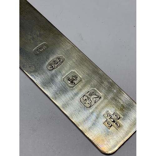 603 - A HALLMARKED BIRMINGHAM SILVER BOOK MARK IN A PRESENTATION BOX