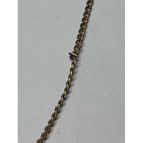 607 - A 9 CARAT GOLD NECKLACE (A/F) GROSS WEIGHT 1.9 GRAMS