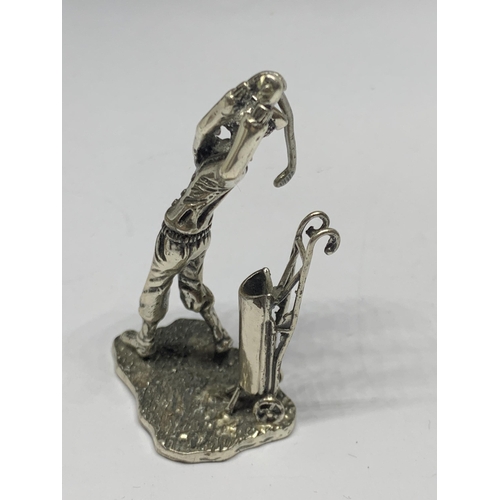 619 - A MARKED SILVER GOLFER FIGURE