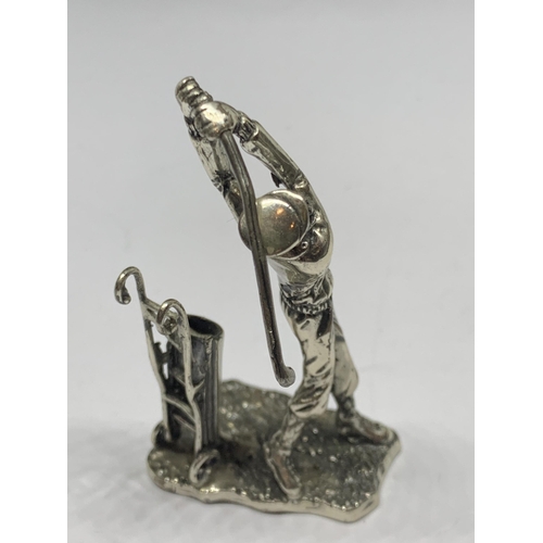 619 - A MARKED SILVER GOLFER FIGURE