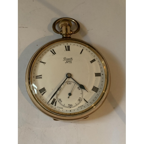 655 - TWO POCKET WATCHES TO INCLUDE A SMITHS WITH WHITE ENAMEL FACE AND SUB DIAL AND A GOLD PLATED LIMIT N... 