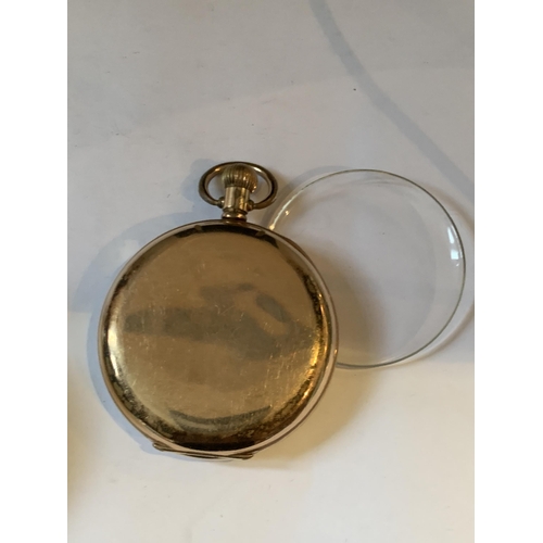 655 - TWO POCKET WATCHES TO INCLUDE A SMITHS WITH WHITE ENAMEL FACE AND SUB DIAL AND A GOLD PLATED LIMIT N... 