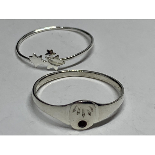 678 - FOUR MARKED SILVER RINGS TO INCLUDE AN O INITIAL