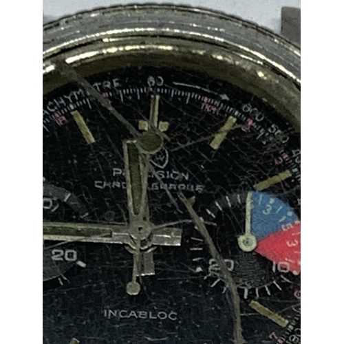 686 - AN OLLECH AND WAJS PRECISION CHRONOGRAPH WRIST WATCH