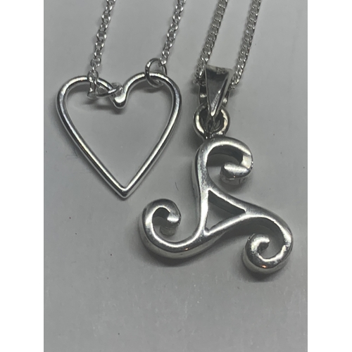 734 - FOUR MARKED SILVER NECKLACES WITH PENDANTS