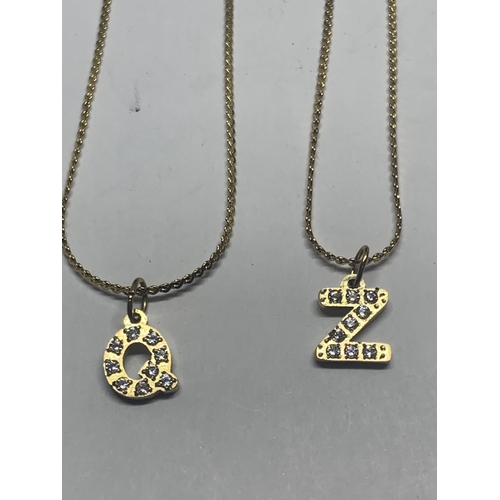 746 - EIGHT WHITE AND YELLOW METAL NECKLACES WITH PENDANTS