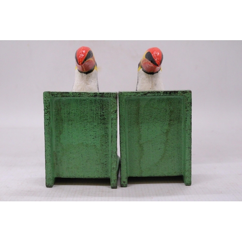 215 - A PAIR OF CAST TOUCANS BOOK-ENDS, HEIGHT 15CM