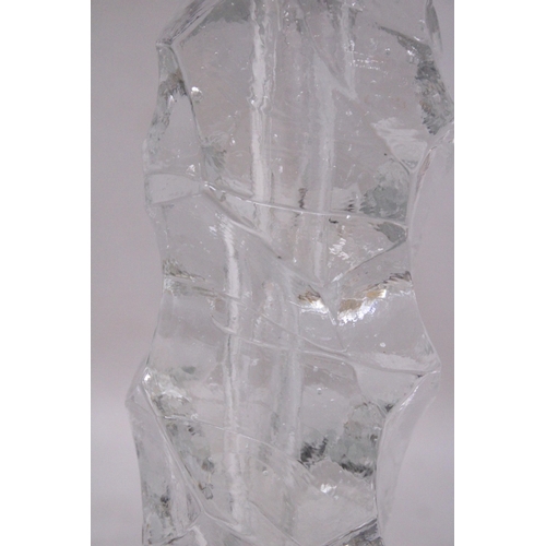 221 - A JOSKA CRYSTAL ICE GLASS BLOCK VASE