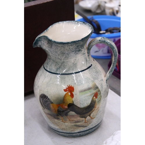 227 - A COLLECTION OF CHICKEN RELATED ITEMS TO INCLUDE A TEAPOT, JUG, EGG CROCK AND ORNAMENTS