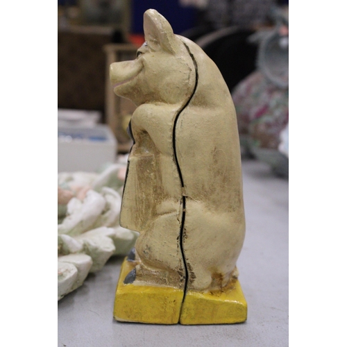 233 - A CAST 'THE WISE PIG' MONEY BOX, HEIGHT 16CM