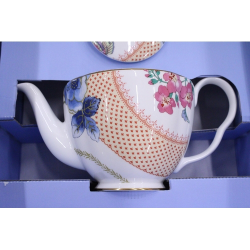 235 - A BOXED WEDGWOOD BUTTERFLY BLOOM TEAPOT