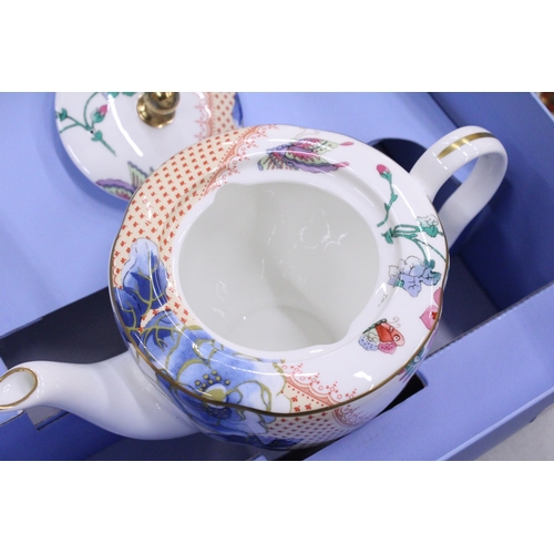 235 - A BOXED WEDGWOOD BUTTERFLY BLOOM TEAPOT