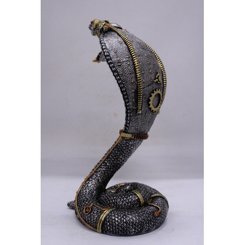 245 - A STEAMPUNK STYLE COBRA, HEIGHT 32CM